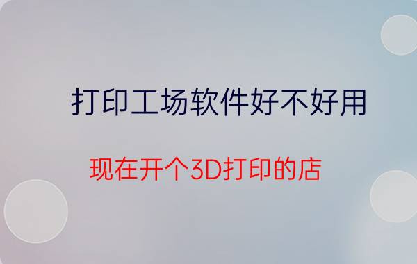 打印工场软件好不好用 现在开个3D打印的店，市场前景怎么样？